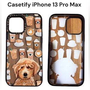 Casetify iPhone 13 Pro Max Coffee and Dog Design Case - Brown